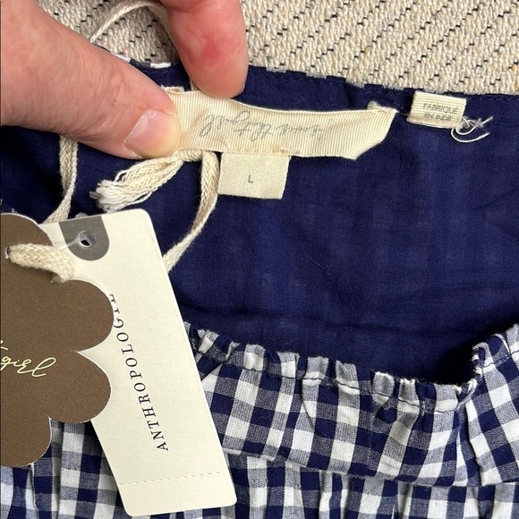 NWT ANTHROPOLOGIE FOREVER THAT GIRL PUFF SLEEVE MINI DRESS BLUE GINGHAM LARGE - Picture 3 of 17
